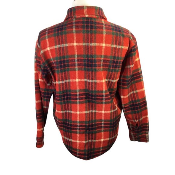 Vintage Campus C.P.O CPO Wool Blend Red Plaid Shirt Jacket Jac Large 16-16 1/2 - Picture 6 of 9